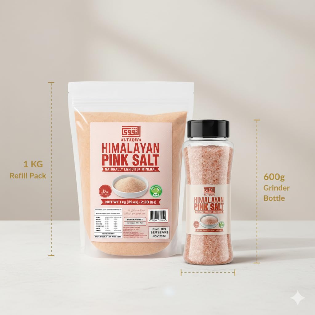 AL-TAQWA Himalayan Pink Salt – Fine Grain, 100% Natural & Unrefined – Ideal for Cooking, Baking, and Seasoning – Gourmet Pink Sea Salt in Resealable Bag, 2.2 lbs